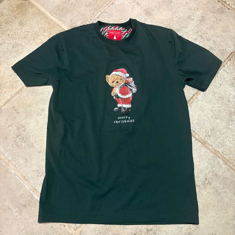 Denim & Flower Dark Green Bear Graphic Tee